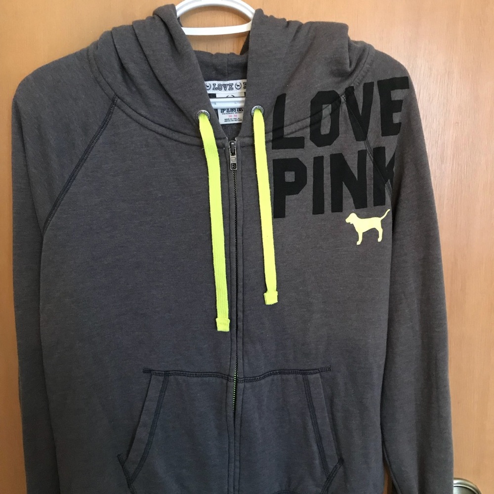 PINK Grey zip up sweatshirt